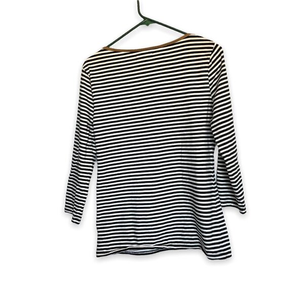 Chaps 3/4 Sleeve Tee Striped Crew Neck Pullover Women's Size Medium Nautical - Picture 2 of 5